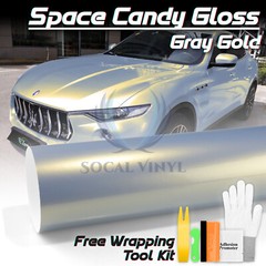 Space Candy Gloss Gray Gold Metallic Sticker Decal Car Vinyl Wrap Film Sheet DIY