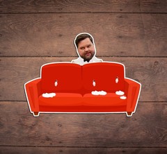 JD Vance With Couch Die Cut Sticker, Funny, Liberal, FDT, Anti Trump South Park