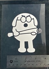 Dogbert WHITE vinyl decal for car windows weatherproof 4 x 3.5″ Made in USA
