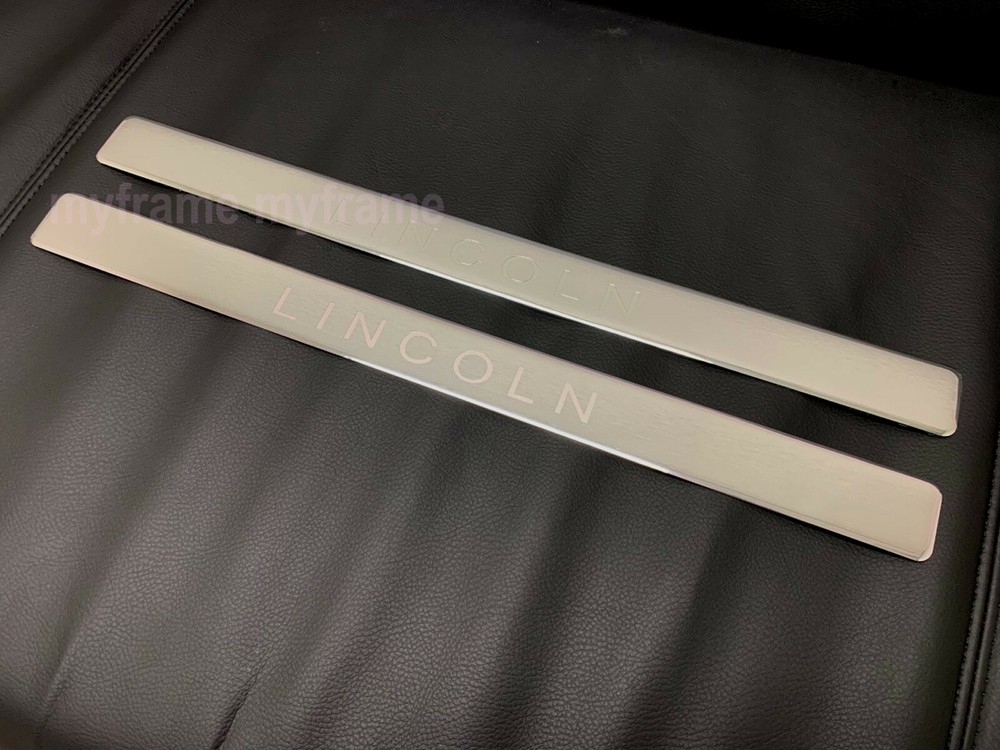 2PCS Brush Aluminum Door Step Scuff Plate Sill Cover Panel Trim Guard ForLINCOLN