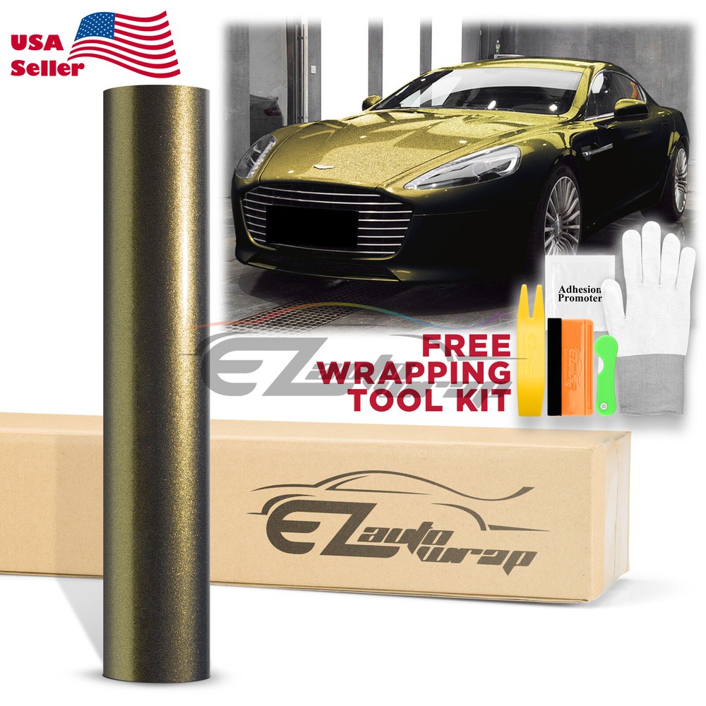 Premium Super Gloss Metallic Bond Gold Vinyl Car Wrap Sticker Sheet Film Decal