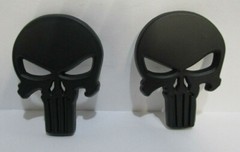 X2 New 3D Punisher Emblem Badge Car Skeleton Skull Matte Black 2 1/4 X 1 5/8