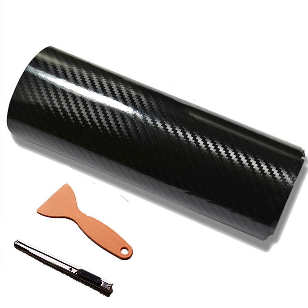 5D High Gloss Black Carbon Fiber Vinyl 12″ x 60″ / 1 FT x 5 FT Bubble Free Ai…