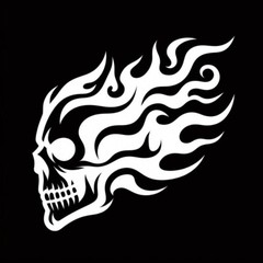 Evil Fire Skull Flames Death Head Die Cut Vinyl Sticker Decal Left Right or Pair