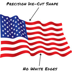 Wavy American Flag Decal 5.75×3.5 inches – Vinyl Flag Car Sticker – The Patriot