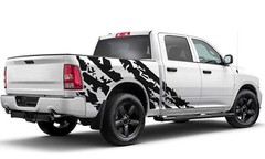 Back side shred graphics stickers decal compatible with Dodge Ram