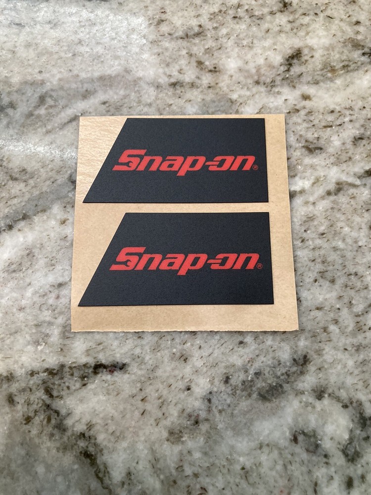 2 Snap on tools. sticker. Black Angled Cut. 2.625” X 1..25” 3m Adhesive
