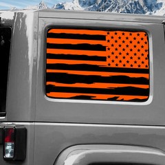 Rear Window Wrap Graphic Decal for Jeep Wrangler 2011-2020 USA FLAG TORN ORANGE