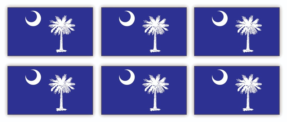 6 Mini South Carolina Flag Hard Hat Helmet Stickers | Vinyl Flags Decals 1×1.75″