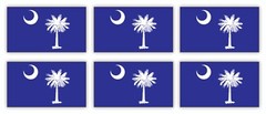 6 Mini South Carolina Flag Hard Hat Helmet Stickers | Vinyl Flags Decals 1×1.75″