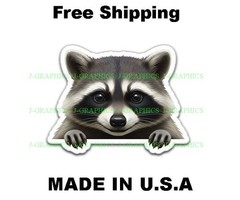 Peeking Raccoon Peeker Vinyl Sticker Window Bumper Laptop Tablet Decal Racoons a
