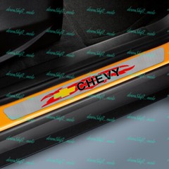 4PCS Carbon Car Door Scuff Sill Cover Panel Step Protector For Chevy Chevrolet