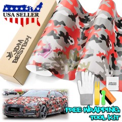 Premium Red Black White Gray Camouflage Desert Vinyl Sticker Wrap Decal Steet