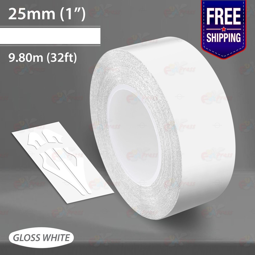 GLOSS WHITE 1″ PIN STRIPE Car Model Motorcycle Decal TAPE Vinyl Sticker 25mm