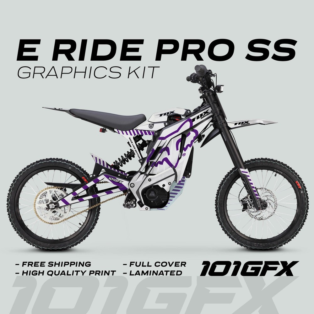 E Ride Pro SS Graphics Kit FOX Race Line White Purple Decals kit ERide