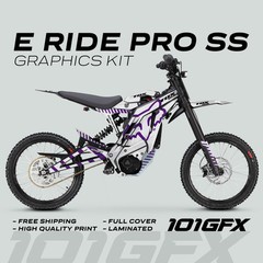 E Ride Pro SS Graphics Kit FOX Race Line White Purple Decals kit ERide