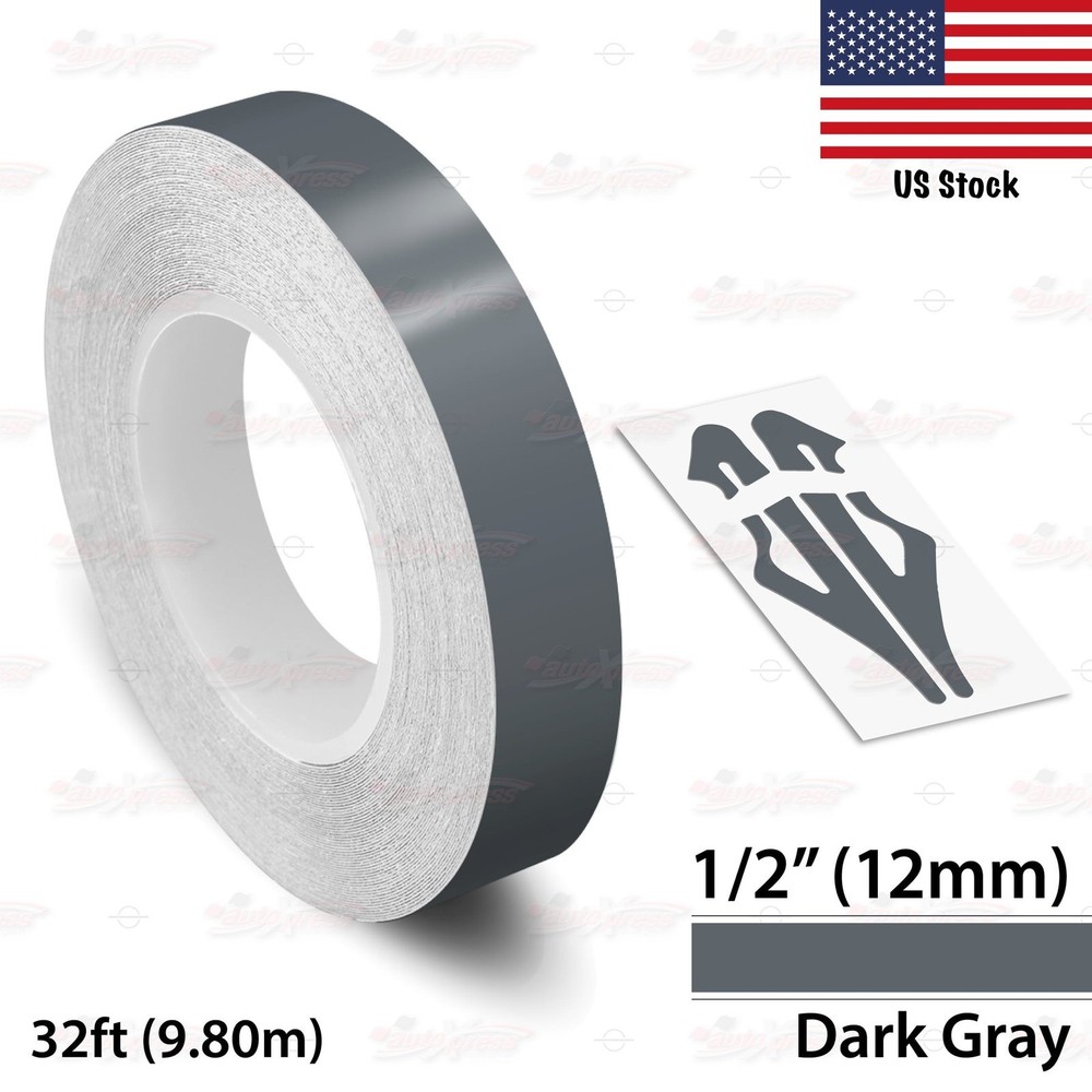 1/2″ Roll Vinyl Pinstriping Pin Stripe Line Tape Decal Sticker 12mm DARK GRAY