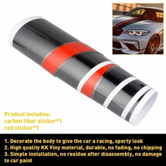 Universal Car Front Hood Rally Racing Stripes 5D Carbon Fiber Decal Wrap Sticker