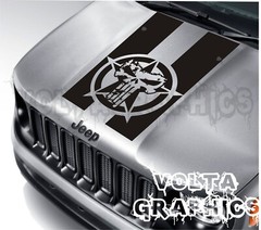 Vinyl Hood Decal for Jeep Renegade 2015-2024 Rally The punisher skull star USA