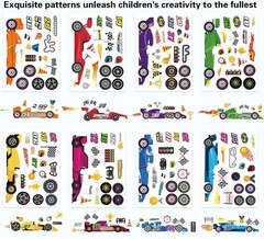 24 Sheets of Creative Race Car Stickers – Waterproof Fun for Parties & Crafts