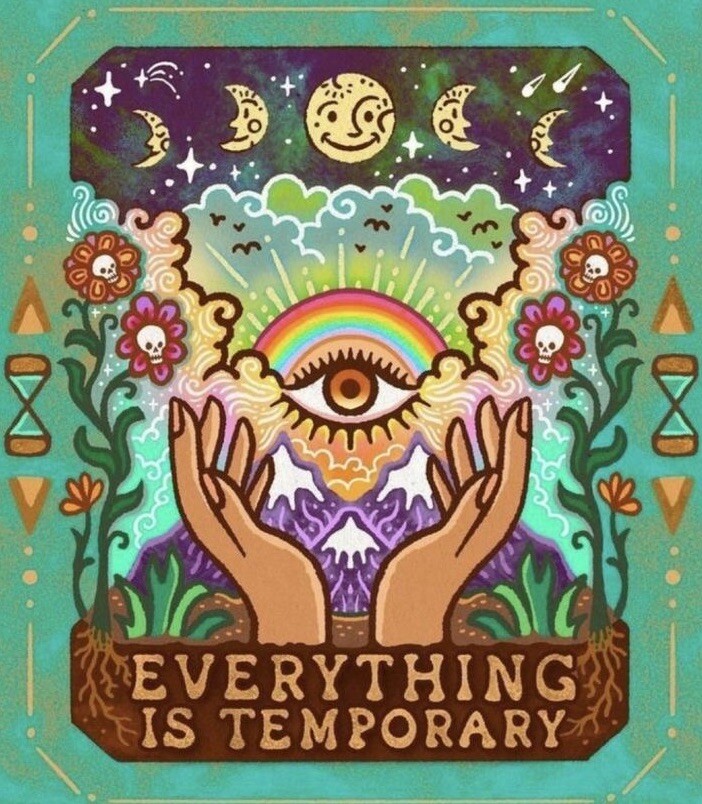Inspirational Sticker Everything Is Temporary Mystical Eye Rainbow Nature Decal
