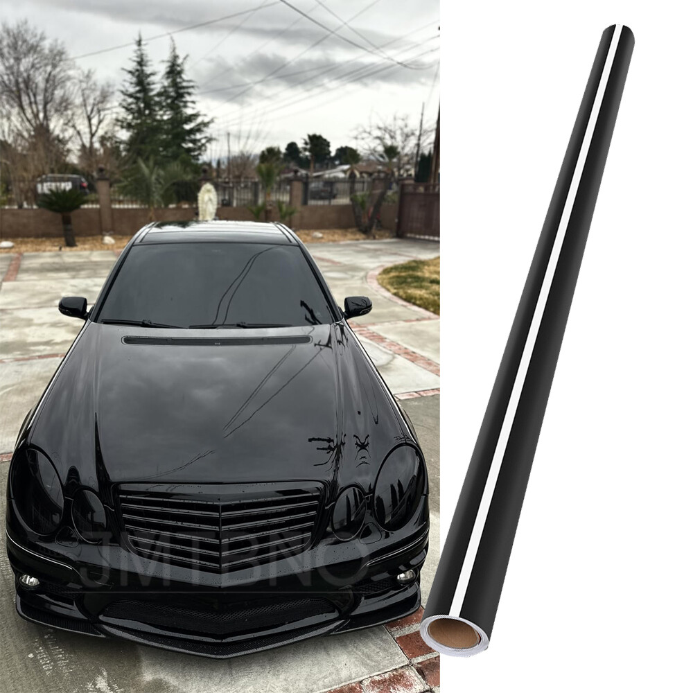 Premium High Gloss Black Vinyl Wrap Car Sticker Film Decal Bubble Free Universal