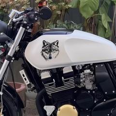 WOLF DOG HUSKY HEAD LED AQUA BLUE EYES 6” INCH UV Resistant Vinyl Sticker Decal