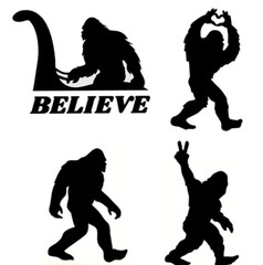 Believe Bigfoot Sasquatch Yeti Lochness Four 5″ Black Vinyl Decal Car Window