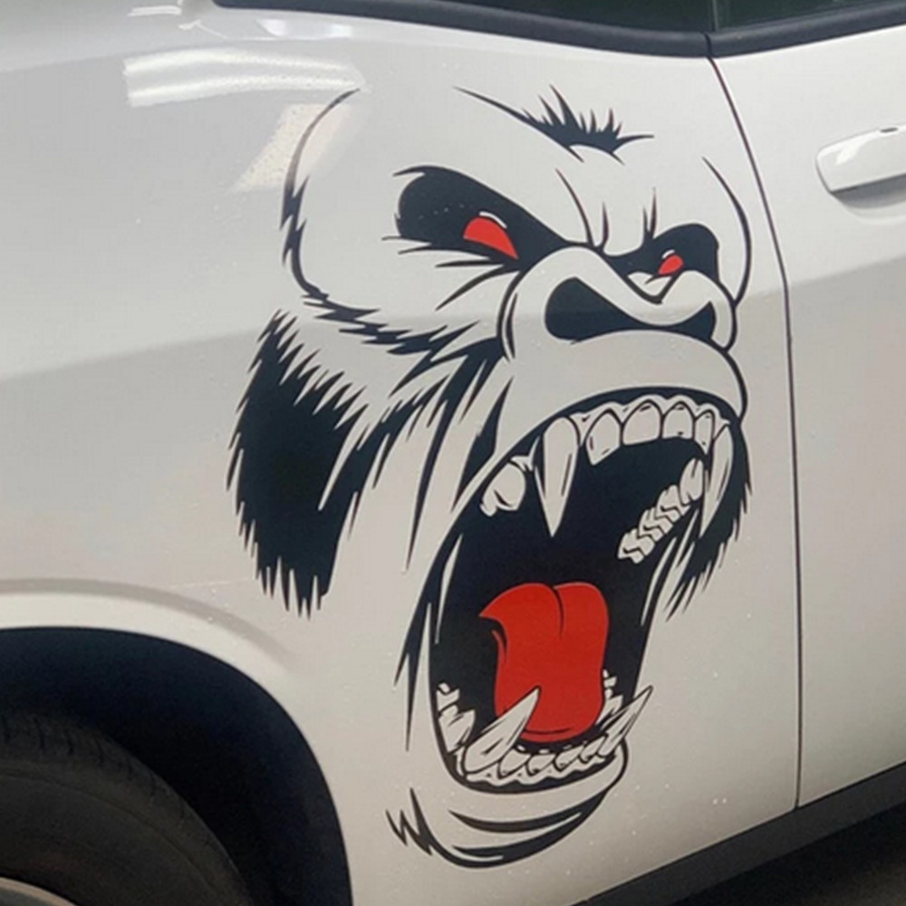 Car Front Window Hood Animal Sticker Horror Ape Totem Vinyl Decal Self Adhesive