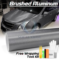 Premium Gray Brushed Aluminum Steel Vinyl Wrap Sticker Film Decal Air Release