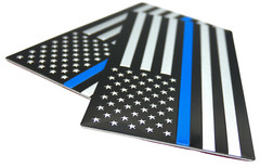2x ALUMINUM Thin Blue Line Decal Sticker Car, Motorcycle, SUV