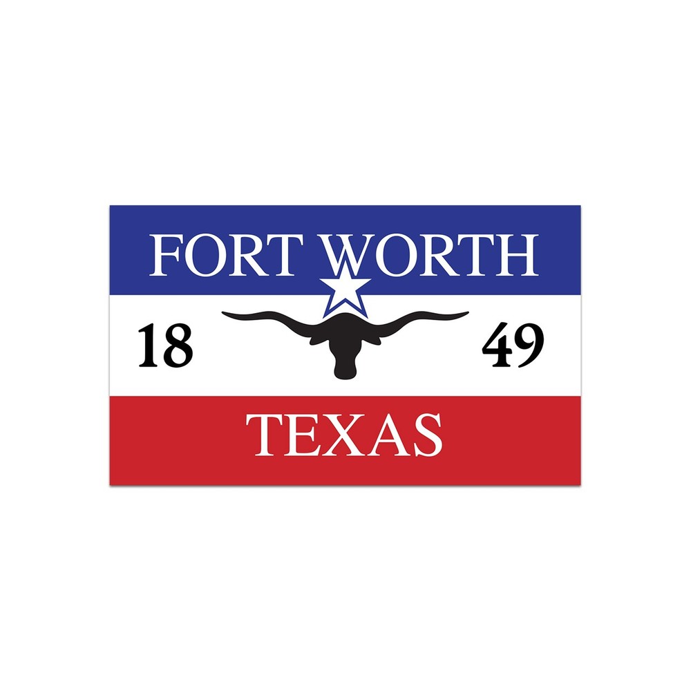 Vintage Red White and Blue Fort Worth Texas Flag Sticker Decal