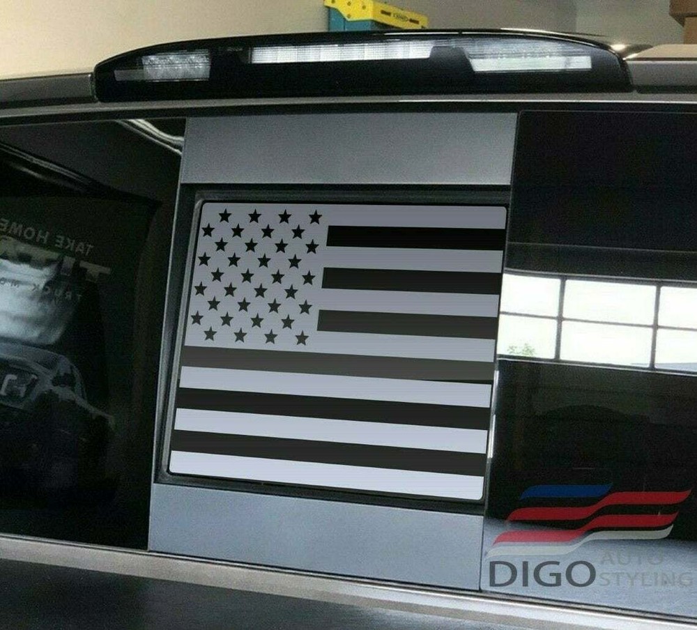 Fits 2013 – 2023 Nissan Titan Back Window American Flag Decal Sticker Matte Blk