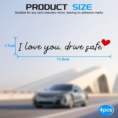 JUSTTOP 4PCS Car Decal,Decorative Rearview Mirror Sticker,I Ily-black&red