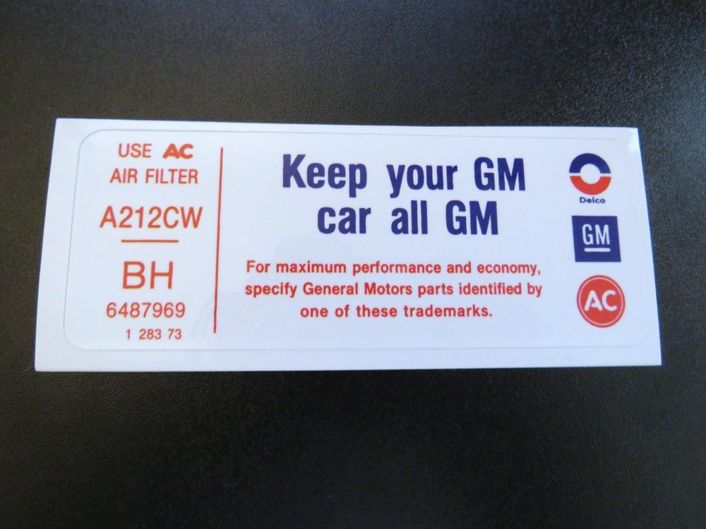 NEW 70 Buick Wildcat Air Cleaner Laminated Decal [455 CID V8]