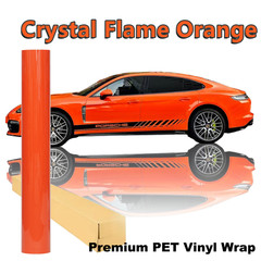 Crystal Flame Orange PET Vinyl Wrap Film Roll 5FTx50FT Air Release Bubble Free