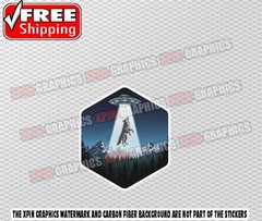UFO Abduction Wolf Alien Vinyl Decal Sticker A