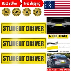 3-Piece Reflective Student Driver Magnets – Strong Adhesion for Safe Driving
