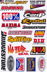 Set of 6 Multicolor Racing Stickers by Biker for Car, Metal, Plastic, Clear