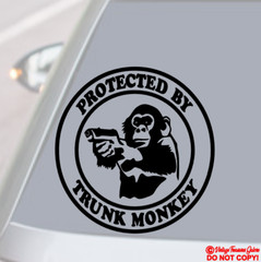 PROTECTED BY TRUNK MONKEY VINYL DECAL CAR REAR BACK WINDOW BUMPER STICKER JDM