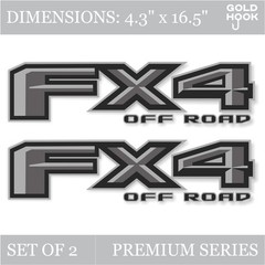 GOLD HOOK FX4 Off Road Decals 4.3 inches by 16.5 inches, Gray (Premium)