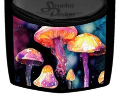 Red Yellow Painted Watercolor Mushrooms Hood Truck Wrap Vinyl Car Graphic Decal