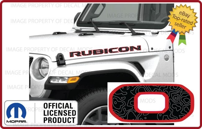 18 – 23 Jeep Wrangler RUBICON Hood Decals Stickers JL topo red black map FJ3H0