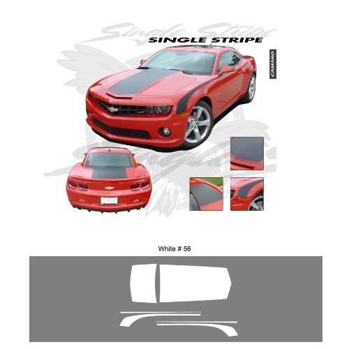 Chevrolet Camaro 2010-2013 Hood Rear Deck Side Stripe Graphic Kit – Bright White