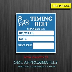 12X Timing belt sticker, Self Adhesive Waterproof Vinyl Sticker
