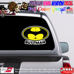 Buttman Batman Parody Funny Full Color Car Truck Window Vinyl Decal Sticker.