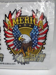 American Bald Eagle: American Flag – Love it or Leave it Decal Sticker 6″ X4″