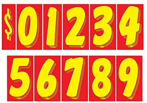 EZ Line Vinyl Decals for Cars Red Yellow Large Number Stickers 11 Dzn Windshield