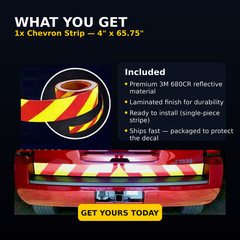 3M 680CR Yellow & Red Reflective Chevron Custom Decal Tape 4″ x 65.75″