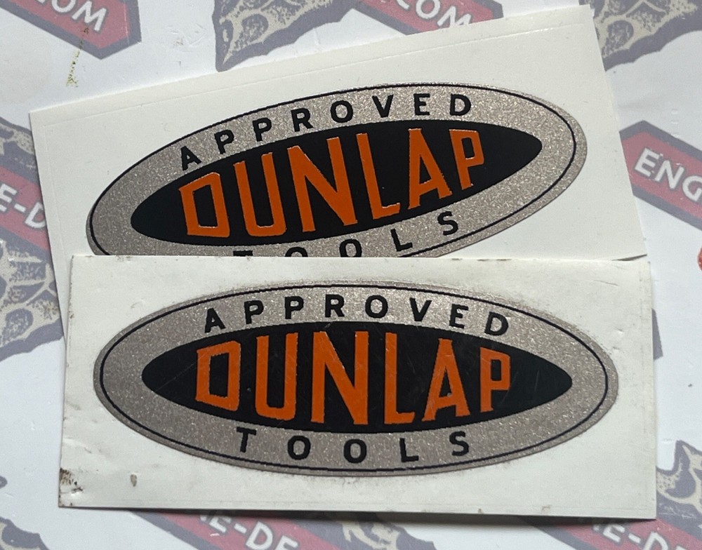 Dunlap Approved Tools Reproduction Vinyl decals Silver & Orange 2 1/8” Set Of 2